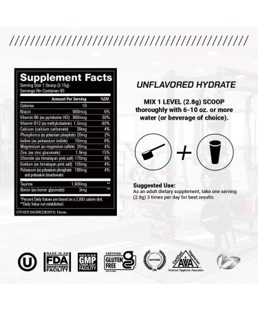 Muscle Feast Skin Hydrating Sugar Free Electrolytes - Keto-Friendly Zero Calorie Nutritional Supplement for Muscle Cramping Unflavored 300g (95 Servings) - International Shipping Available - Buy Online on GoSupps.com