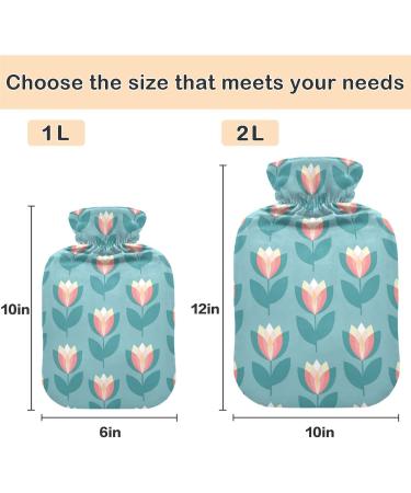 NAANLE 2L Hot Water Bottle with Tulip Flowers Cover - Perfect for Pain Relief Hand & Foot Warmer Neck & Back Therapy | Transparent Heat Bottle - Buy Online on GoSupps.com