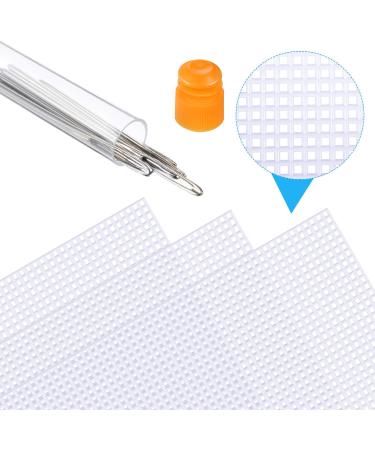 Clear Plastic Mesh Canvas Sheets Set with Large Eye Stitching Needles for Embroidery Craft - 8 Pieces in Various Sizes - Buy Online on GoSupps.com