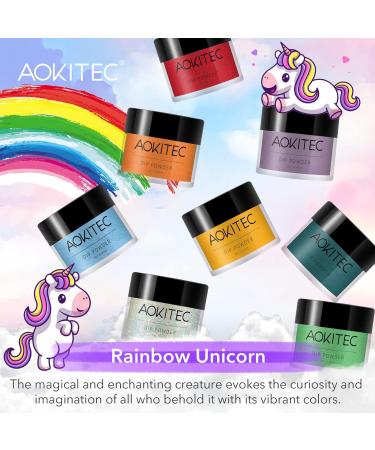 Aokitec 8 Color Dip Powder Kit - Nail Dipping French Powder Pro Collection for Salon-Quality Manicures, Odor-Free & Long-Lasting DIY at Home - Rainbow Unicorn Theme - Buy Online on GoSupps.com