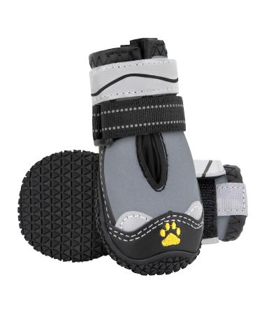 Eyin dog shoes Paw protection 2 pieces of water repellent dog shoes with non-slip sole and reflective Velcro fastener for small medium and large dogs outdoor sports gray size 5 size 5: width 5.8 cm M-gray-water-repellent (2 pieces)