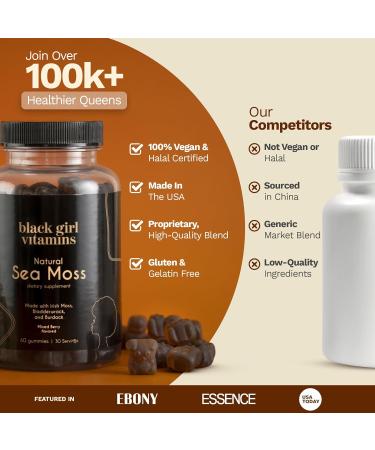 Black Girl Vitamins - Sea Moss Gummies with Bladderwrack & Burdock | 60 Count - Boost Your Health Naturally - Buy Online on GoSupps.com