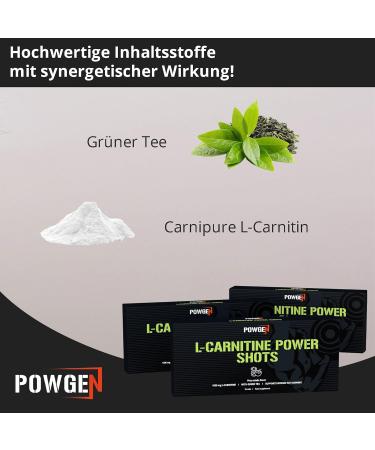 Powgen L-Carnitine Power Shots - 1000mg Carnipure + 300mg Green Tea Extract - 20-Day Supply & Free E-Book for Optimal Energy & Weight Loss - Buy Online on GoSupps.com