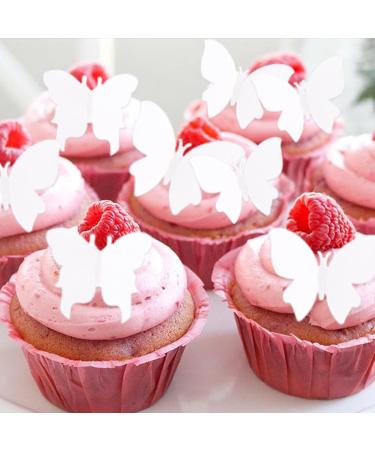 Alegre Edible Butterflies for Cakes - 50 White Decorative Muffin & Birthday Cake Toppers - Buy Online on GoSupps.com