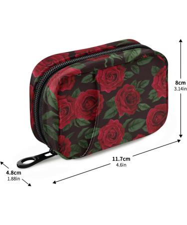 Pfrewn Retro Red Rose Pill Organizer Case | Travel 7-Day Weekly Vitamin & Medicine Holder for Men & Women - Buy Online on GoSupps.com