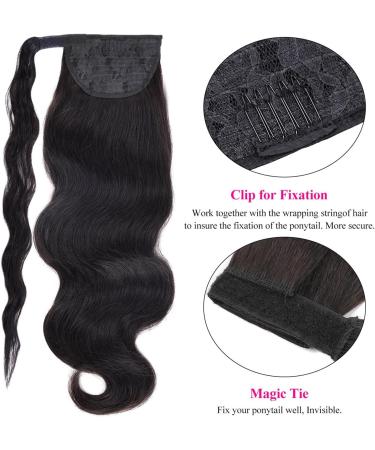 Hair Chignon 12-26 Inches Long Wavy Ponytail Extensions Brazilian Human Hair Wraparound Ponytail Wig Hair Bun for Black Women Messy Bun Hair Piece (Color : Black Wavy Size : 18inch 80g) - Buy Online on GoSupps.com