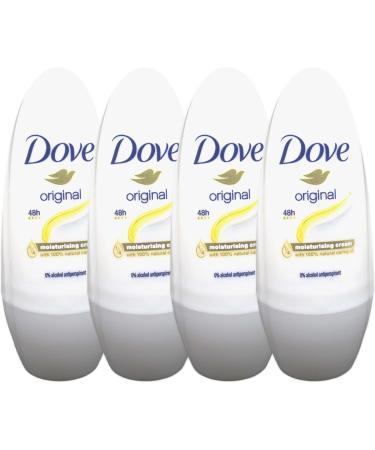 Dove Original Roll-On Antiperspirant Deodorant with 1/4 Moisturizing Cream Zero Stain 48 Hour Protection with Nourishing Oil Deodorant for Men and Women 4 Packs of 50ml - Buy Online on GoSupps.com