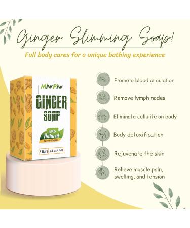 Miw Piw Ginger Soap Lymphatic Drainage Pack 6 - Anti-Cellulite & Skin Tightening Formula - Natural Detox Soaps for Deep Cleansing & Rejuvenation - Type B - Buy Online on GoSupps.com