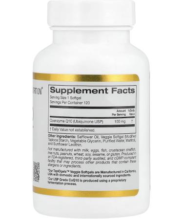 CoQ10 100 mg - Ubiquinone Supplement for Mitochondrial Support | 120 Veggie Softgels - International Shipping Available - Buy Online on GoSupps.com