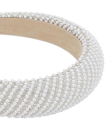 Yission White Pearl Rhinestone Headband for Women - Sparkly Beaded Hairband for Wedding and Special Occasions - Buy Online on GoSupps.com
