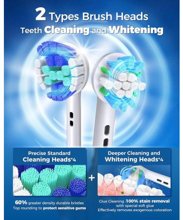 Rotating Electric Toothbrush for Adults with 8 Brush Heads (2 Types) 4 Modes Deep Clean Electric Toothbrush with Rechargeable Power and 2 Min Smart Timer Deepblue 4-deepblue - Buy Online on GoSupps.com
