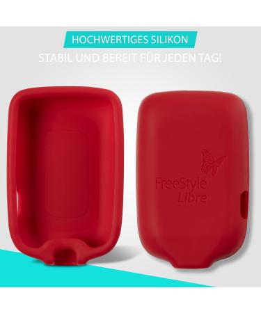 Patchinga Soft Silicone Protective Cover for Freestyle Libre Reader 1 2 & 3 | Shockproof & Anti-Slip - 9 Colors Available (Red) - Buy Online on GoSupps.com