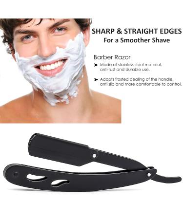Classic Matte Black Cut Throat Razor for Men | Stainless Steel Professional Straight Edge Shaving & Beard Razor | Salon Quality & Lightweight Design - Buy Online on GoSupps.com