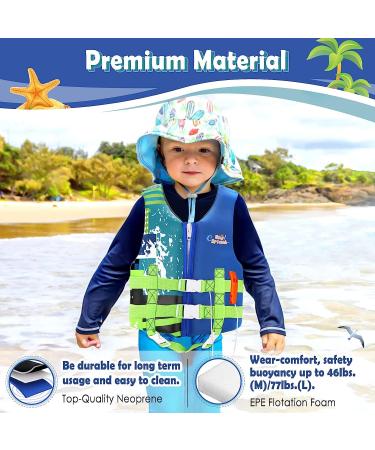 HeySplash Swim Vest for Kids - Child Size Watersports Flotation Device with Survival Whistle - Size M (35-55lbs) Indigo - Buy Online on GoSupps.com