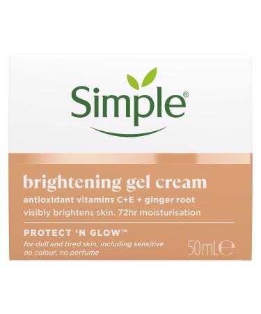 Simple Protect 'N' Glow Brightening Gel Face Cream Facial Moisturiser With Antioxidant Vitamins C & E And Ginger Root For A Radiant Glow 50 ml