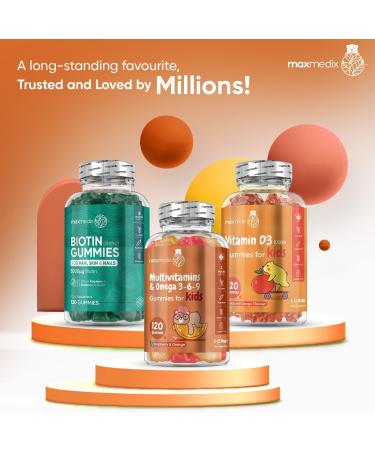 Multivitamin for Kids - 120 Natural Raspberry & Orange Flavour Chewable Gummies (2 Month Supply) - Low-Sugar Childrens Multivitamins with Zinc & Omega 3 6 & 9 - Vegetarian Vitamins for Kids Multivitamin Gummies - Buy Online on GoSupps.com