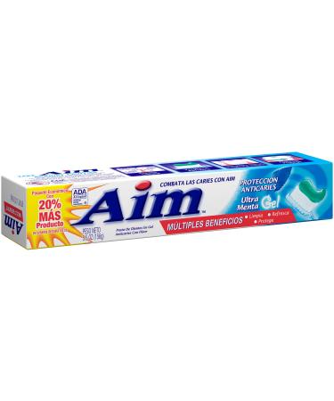 Aim Cavity Protection Anticavity Fluoride Toothpaste Ultra Mint Gel 6 Ounce - Pack of 6