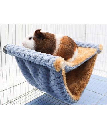 Dnoifne Fleece Winter Warm Rat Hammock Double Layer Hanging Birds Nest Bed with Warm Fleece Bird Cage Stand Perch Hideaway Cave Bed Tent Sleep Bed Cage Accessories for Rat Guinea Pig Chinchilla Blue - Buy Online on GoSupps.com