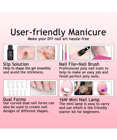 Poly Gel Nail Kit for Beginners | Nail Extension Starter Set with 40ML Poly Gel and Slip Solution | Nude Color | Gifts for Women | Full Set - Buy Online on GoSupps.com