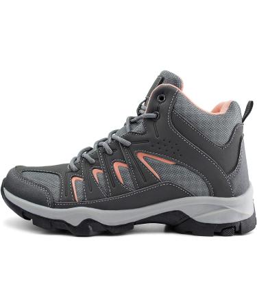 JABASIC Women's Mid Hiking Boots - Lightweight Outdoor Trekking Shoes (Grey/Pink, Size 9) - Buy Online on GoSupps.com