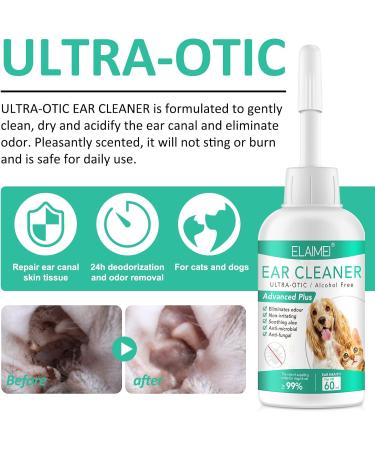 AIKUWWOIRQIA Dog Ear Cleaner 60ml - Antibacterial Drops for Infections, Yeast, and Irritation in Dogs and Cats - Buy Online on GoSupps.com