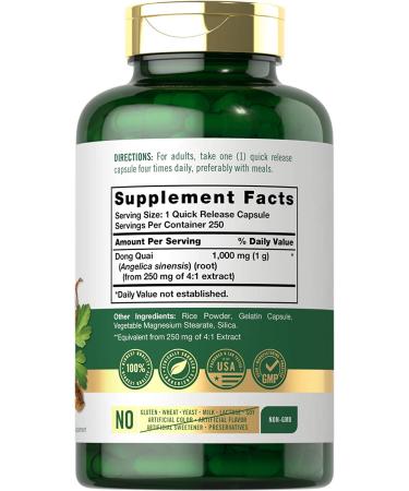 Dong Quai Capsules 1000mg | 250 Count Non-GMO Gluten Free Supplement | Traditional Herb by Carlyle - Buy Online on GoSupps.com