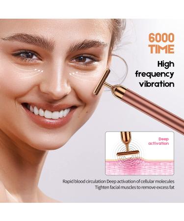 NUOMAN 2 in 1 Electric Face Massager Roller - Rose Golden 3D Roller and T Shape Facial Kit - Buy Online on GoSupps.com