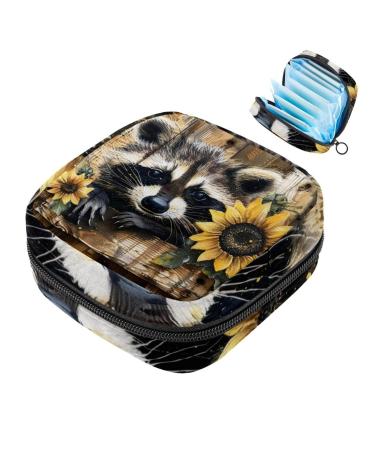 MuooouM storage bag for women's bandages with sunflower motif motif: cat sunflower wood painting portable period bag for women teenagers girls menstruation cup bag for color 3