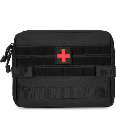 HuntVP Tactical First Aid Bag - Waterproof 1000D Molle Pouch with Red Cross Patch for Camping & Outdoor - Type 3 Black - Buy Online on GoSupps.com