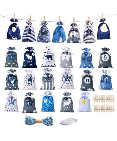5 Pcs Calendar Pouch - Cute Advent Calendar Gift Drawstring Bag Hanging Satin Bags with Drawstring Gift Wrap Gift Bag Set Reusable for Wall Home Holiday Decor Gyouza 5 Pcs 10*14cm