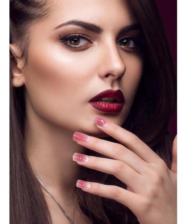 EBANKU Pink Flash Gel Nail Strips | Long Lasting Waterproof Nail Polish Wraps | Includes Cuticle Stick, Nail File & Wipes - Buy Online on GoSupps.com