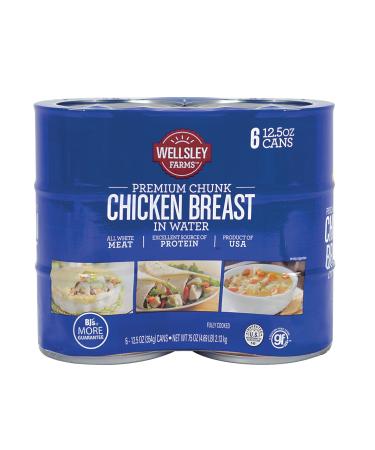 Wellsley Farms White Premium Chunk Chicken Breast in Water, 12.5 Ounce, 6 Count 12.5 Ounce (Pack of 6)