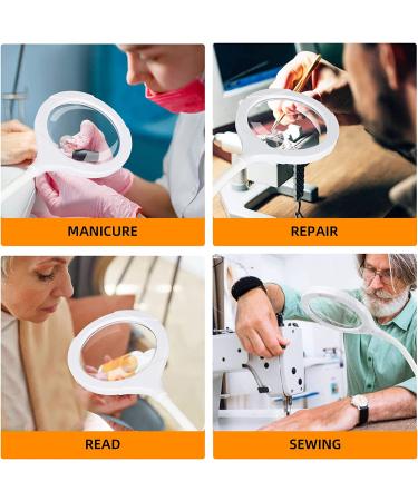 Table & Desk LED Magnifying Glass with Light and Stand - 5X 10X USB Magnifier Lamp for Close Work, Reading, Hobbies, Repair, Painting, Sewing - Buy Online on GoSupps.com