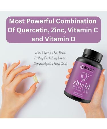 BoostCeuticals Quercetin Zinc Vitamin C Vitamin D - Vegan Pure Zinc Quercetin Formula - Non GMO - 120 Capsules - Buy Online on GoSupps.com
