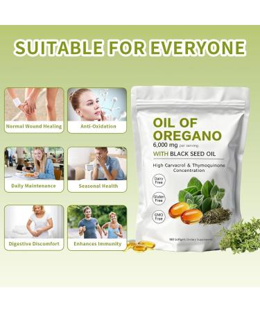 Huuazoi Oregano Oil Oil of Oregano Softgels | Non-GMO - Gluten Free - 180 Count / 1 Bag - Buy Online on GoSupps.com