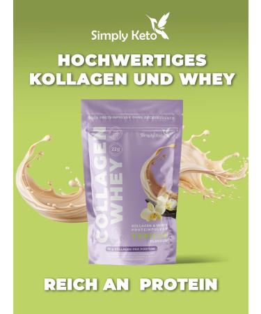  Simply Keto Vanilla Collagen & Whey Protein Powder Keto & Lower Carb Shake 22g Protein 0.5g Net Carbs Gluten-Free Sweetened Stevia Pasture-Raised | 15 Servings - Buy Online on GoSupps.com