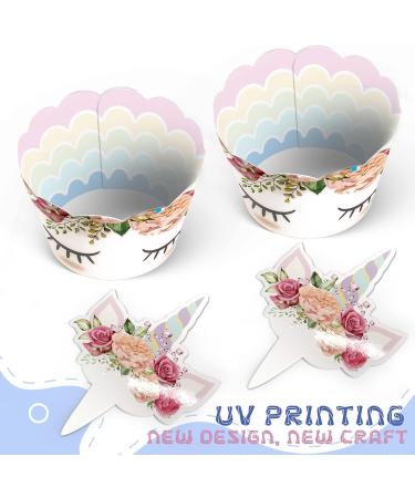 30 Set Unicorn Cupcake Toppers and Wrappers Decorations Birthday Party Cute Unicorn Cupcake Liners with Topper for Girls Baby Shower Birthday Party Decorations (Colorful) - Buy Online on GoSupps.com