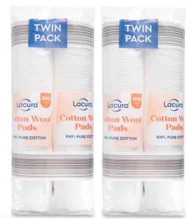 Pure Cotton Wool Pads 2 x 200 (Twin Pack) 400 Organic Cotton Wool Pads For Makeup Removal - Buy Online on GoSupps.com