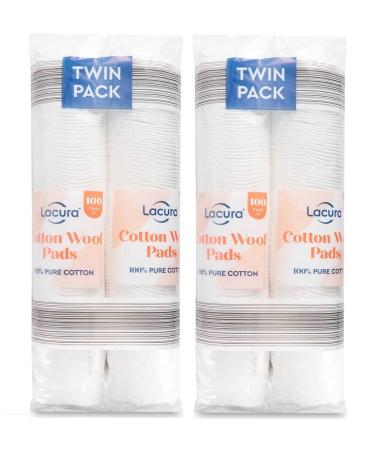 Pure Cotton Wool Pads 2 x 200 (Twin Pack) 400 Organic Cotton Wool Pads For Makeup Removal
