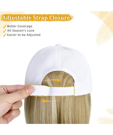 Lansigreen Baseball Cap with Hair Extensions - Short Straight 14'' Synthetic Hairpiece - Ash Blonde Mix Bleach Blonde - Women's Wig Hat - Buy Online on GoSupps.com