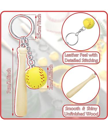 24-Piece Softball Charms Set - Yellow Softball Keychains with Wooden Bat & Silicone Bracelets for Athletes, Teams, Schools & Parties - Buy Online on GoSupps.com