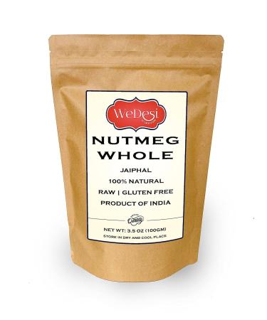 WeDesi Nutmeg Whole 3.5oz (100gm) - Natural Indian Myristica fragrans Spice - Gluten-Friendly & Vegan - Buy Online on GoSupps.com