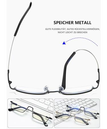 Shop Lanomi Narrow Reading Glasses - Blue Light Filter Varifocal Half Frame Titan Metal +1.0 to +4.0 for Men & Women - Flexible Multifocal Aid - Buy Online on GoSupps.com