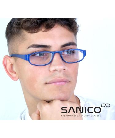 Sanico Fashionable Blue 1.5 Dioptria Reading Glasses - Unisex Optical Aid for Men & Women | Blue Light Blocking I Model Adige - Buy Online on GoSupps.com