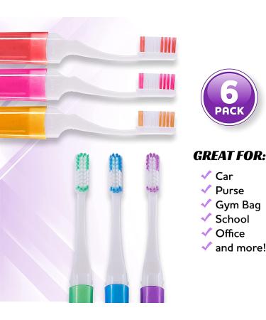 Travel Toothbrushes Mini Toothbrush with Toothbrush Cover Camping Toothbrush Travel Size Toothbrush with Toothbrush Case Portable Toothbrush Adults Travel Toothbrush Kit (Adult 6) 6 Count (Pack of 1) 6.0 - Buy Online on GoSupps.com