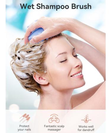 Heeta Scalp Massage Brush Silicone Hair Brush for Soft Bristle Massage | Shampoo Brush for Wet & Dry Hair - Blue - Buy Online on GoSupps.com