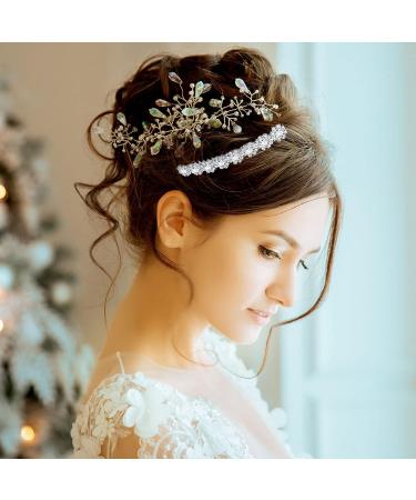 Geosar 4-Piece Alloy Rhinestone Hair Combs - Crystal Flower Bridal Accessories for Women - Wedding Hair Clips - Buy Online on GoSupps.com