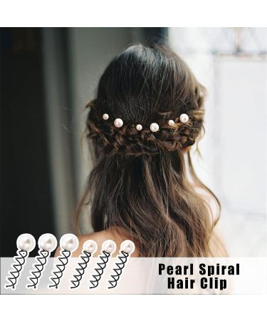 3 Pairs Lovely Artificial Pearl Spiral Hair Pins for Women - DIY Bun Hair Style - Buy Online on GoSupps.com