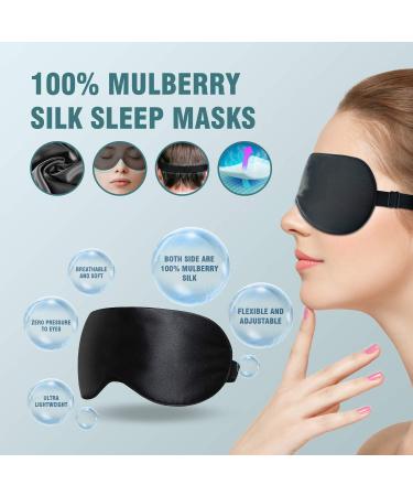 Lacette 100% Mulberry Silk Eye Mask for Men and Women - Block Out Light Sleep Mask - Soft & Smooth Blindfold for Full Night's Sleep - Black - Buy Online on GoSupps.com