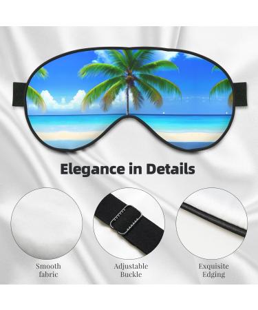 Shop Palm Trees & Clear Sea Print Unisex Sleep Mask - Double-Sided Eye Mask for Sound Sleep & Skin Care - Buy Online on GoSupps.com